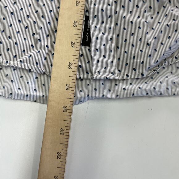 Michael Kors Shirt Men Large Blue Grey Striped Classic Button Up Cotton Career - Picture 6 of 8
